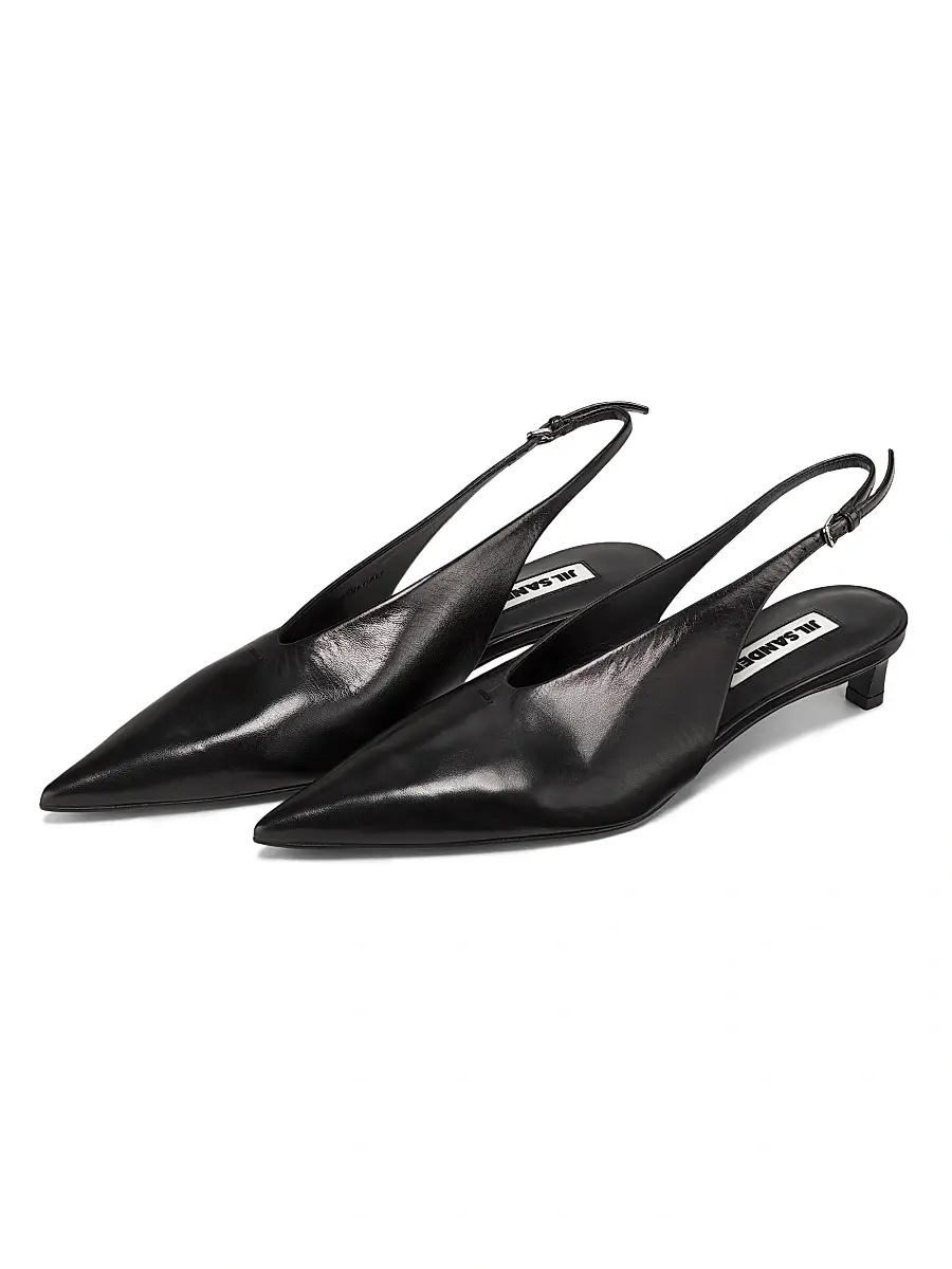 Jil Sander Women's Cruise 35MM Leather Kitten-Heel Pumps - Black | Thumbnail 2 Jil Sander Women's Cruise 35MM Leather Kitten-Heel Pumps - Black | Thumbnail 2