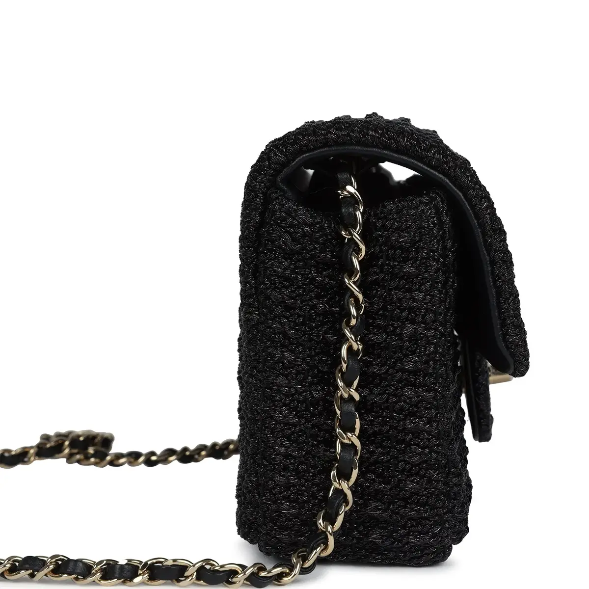 Chanel Chanel Mini Summer Nights Flap Bag Black Woven Patent Leather Light Gold Hardware | Thumbnail 4 Chanel Chanel Mini Summer Nights Flap Bag Black Woven Patent Leather Light Gold Hardware | Thumbnail 4