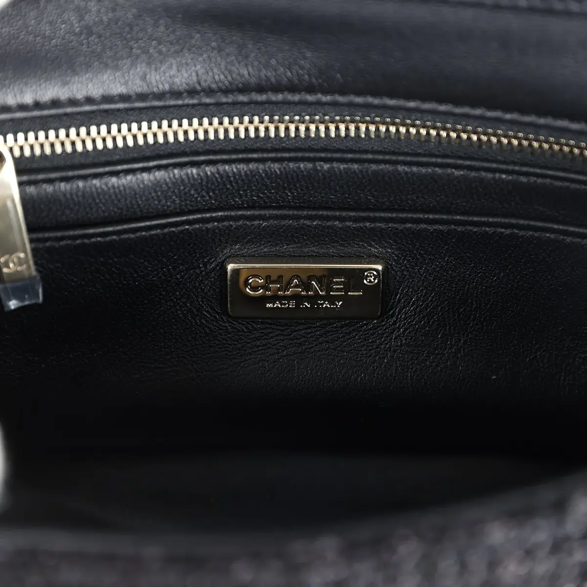 Chanel Chanel Mini Summer Nights Flap Bag Black Woven Patent Leather Light Gold Hardware | Thumbnail 9 Chanel Chanel Mini Summer Nights Flap Bag Black Woven Patent Leather Light Gold Hardware | Thumbnail 9