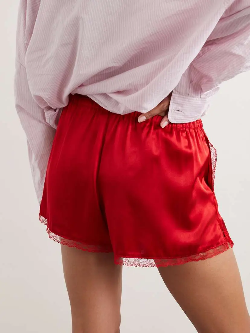 Dries Van Noten Lace-trimmed Silk-blend Satin Shorts | Thumbnail 4