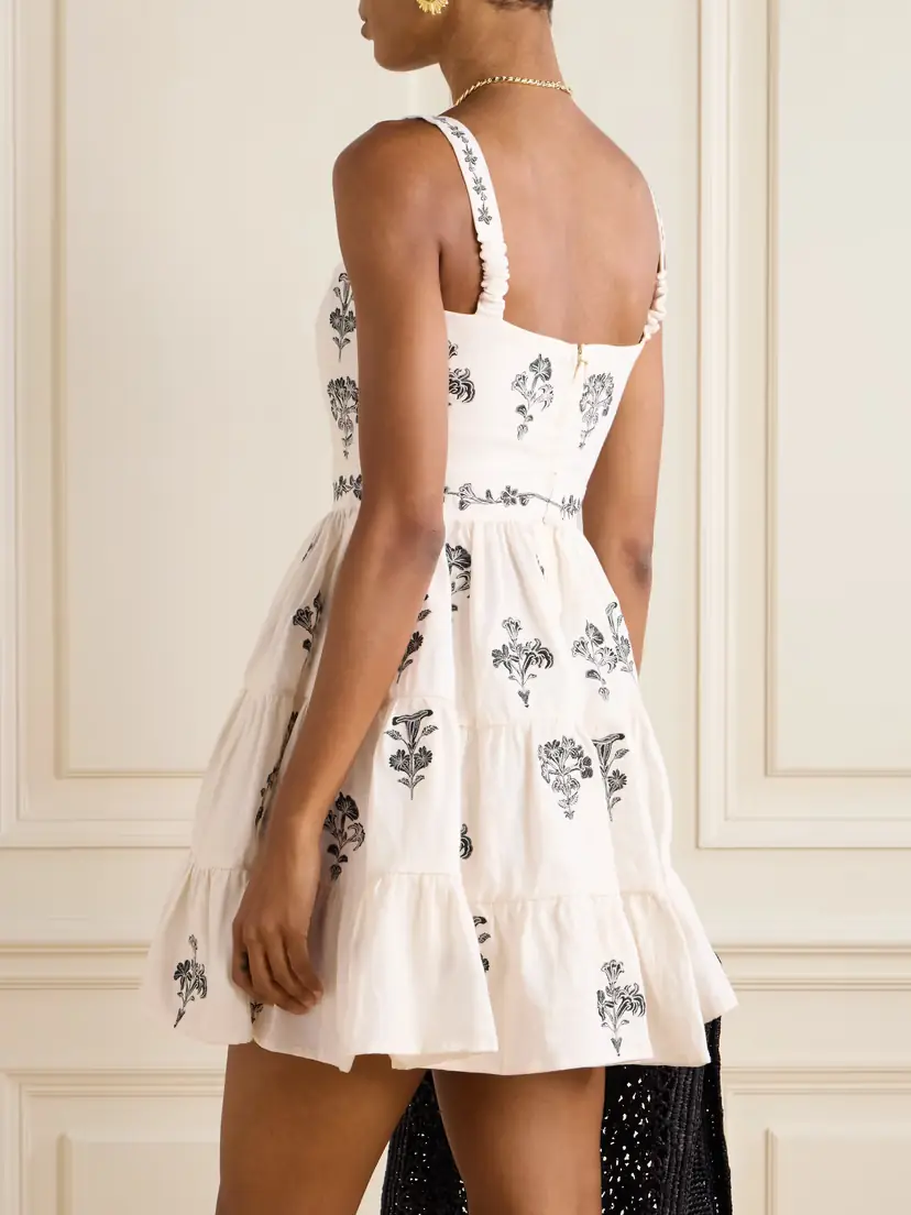 Agua by Agua Bendita Lima Tiered Embroidered Linen Mini Dress | Thumbnail 3 Agua by Agua Bendita Lima Tiered Embroidered Linen Mini Dress | Thumbnail 3