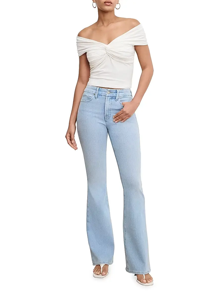 GOOD AMERICAN Women's Soft Tech Good Legs Boot-Cut Flared Jeans | Thumbnail 2 GOOD AMERICAN Women's Soft Tech Good Legs Boot-Cut Flared Jeans | Thumbnail 2