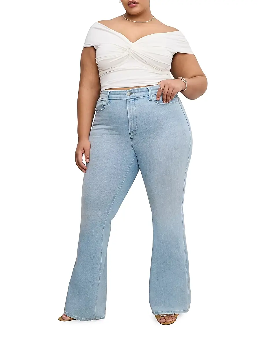 GOOD AMERICAN Women's Soft Tech Good Legs Boot-Cut Flared Jeans | Thumbnail 3 GOOD AMERICAN Women's Soft Tech Good Legs Boot-Cut Flared Jeans | Thumbnail 3