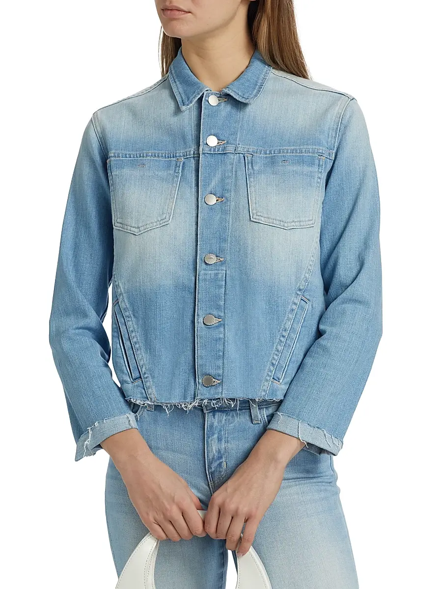 L'Agence Women's Janelle Slim-Fit Raw-Edge Denim Jacket | Thumbnail 3