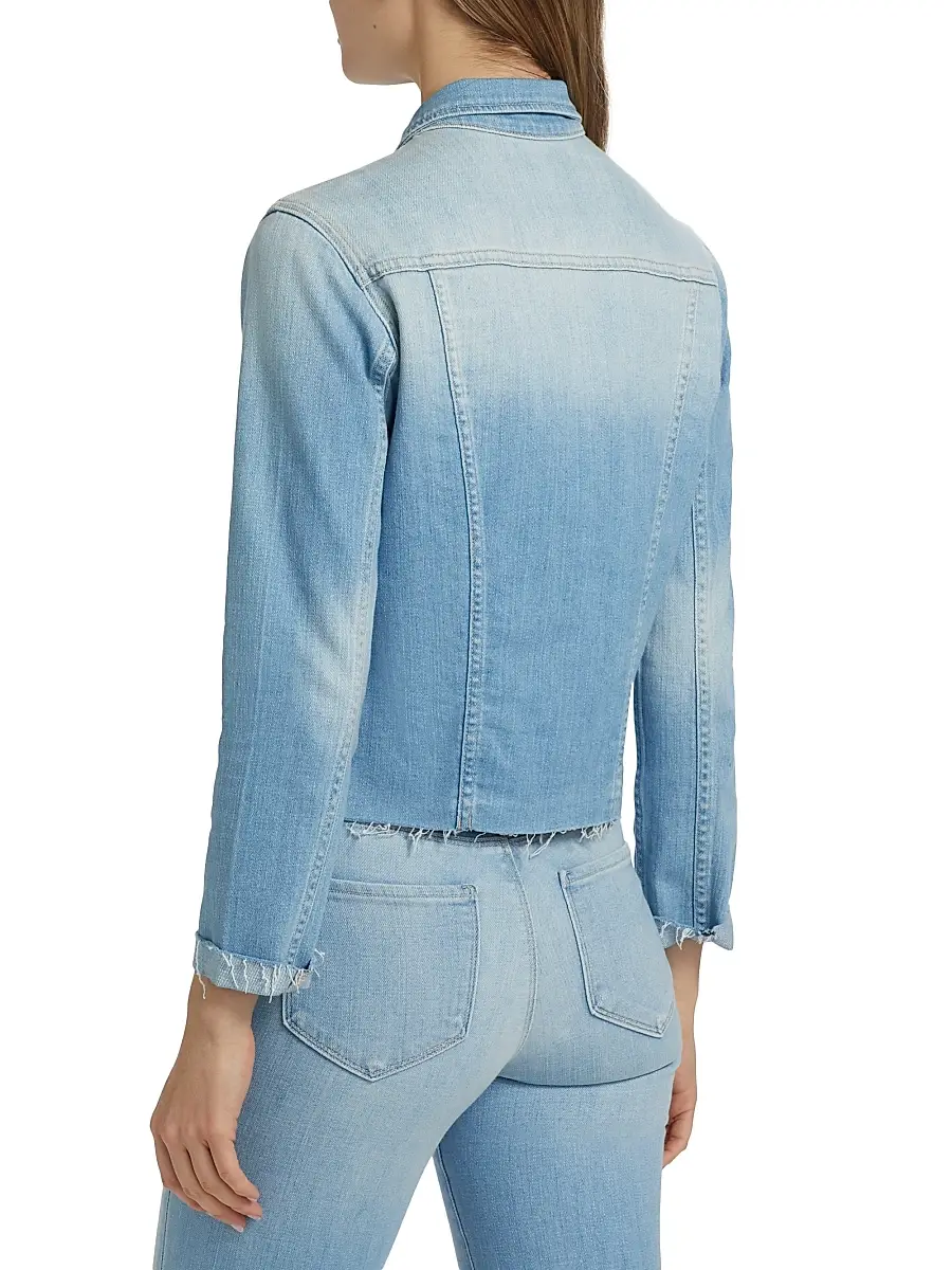 L'Agence Women's Janelle Slim-Fit Raw-Edge Denim Jacket | Thumbnail 5