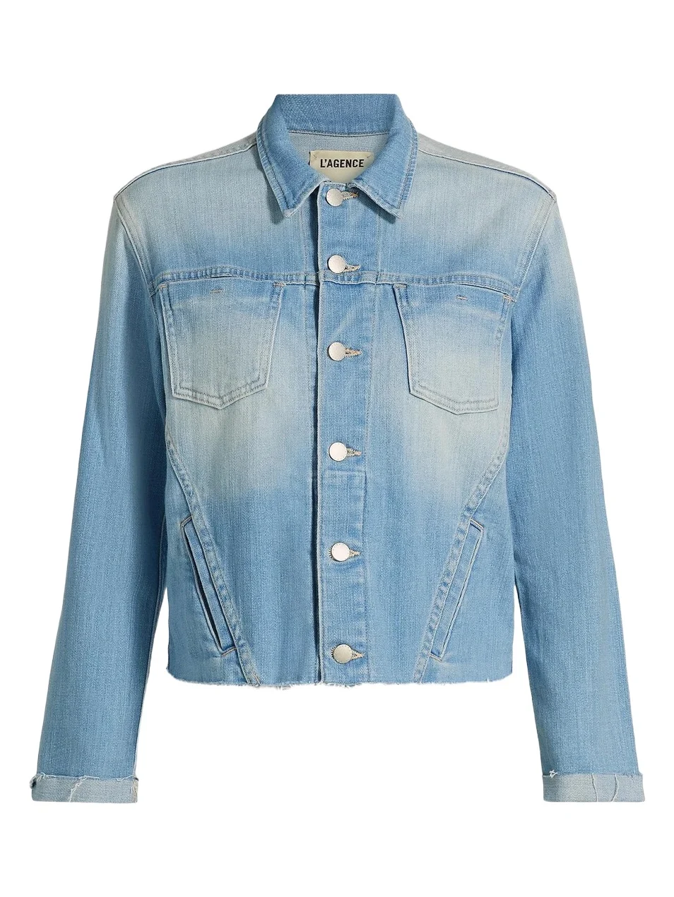 L'Agence Women's Janelle Slim-Fit Raw-Edge Denim Jacket
