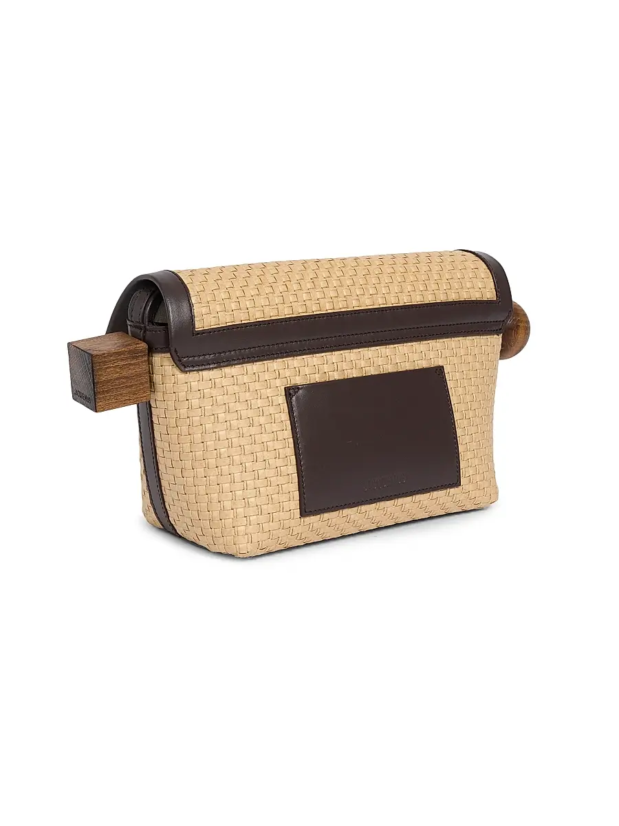 Jacquemus Women's Le Rond Carre Raffia Shoulder Bag - Natural Dark Brown | Thumbnail 3