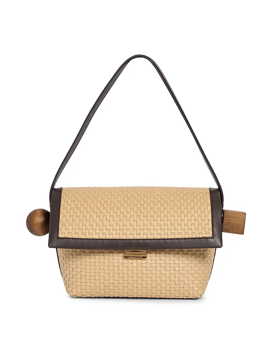 Jacquemus Women's Le Rond Carre Raffia Shoulder Bag - Natural Dark Brown | Thumbnail 5