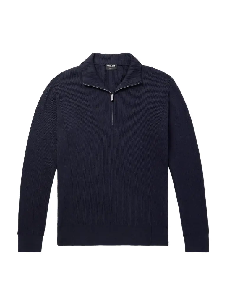 Zegna Ribbed Cashseta Zip-Up Sweater - Men | Image 1 Zegna Ribbed Cashseta Zip-Up Sweater - Men | Image 1