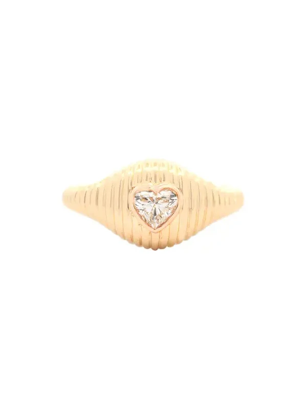 0.39ct Diamond 14K Gold Heart Grooved Ring