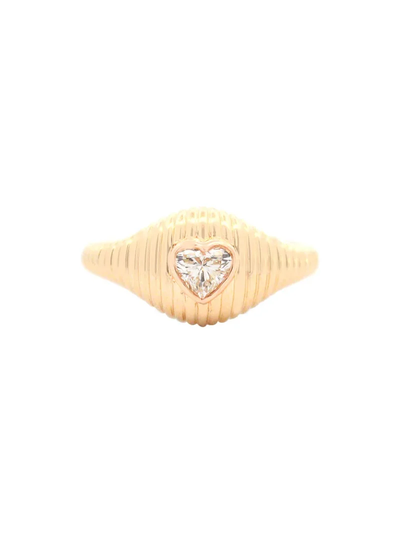 0.39ct Diamond 14K Gold Heart Grooved Ring