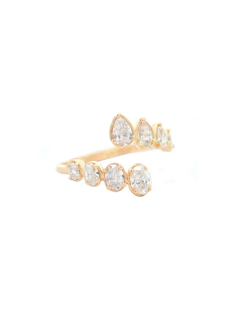 3.16ct Diamond 14K Gold Cluster Bypass Ring 3.16ct Diamond 14K Gold Cluster Bypass Ring