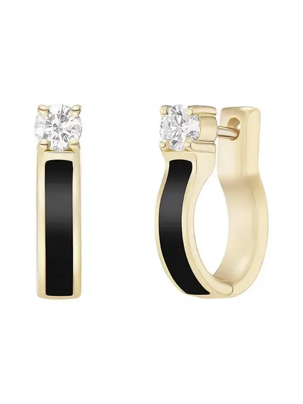 Small Black Honey Diamond Hoop Earrings