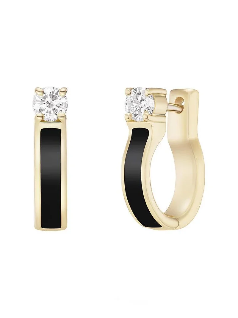 Small Black Honey Diamond Hoop Earrings Small Black Honey Diamond Hoop Earrings