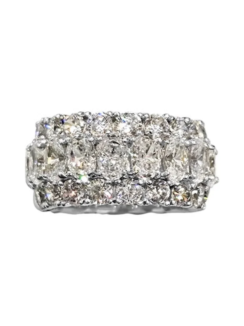 Three Row Oval Round Eternity Band