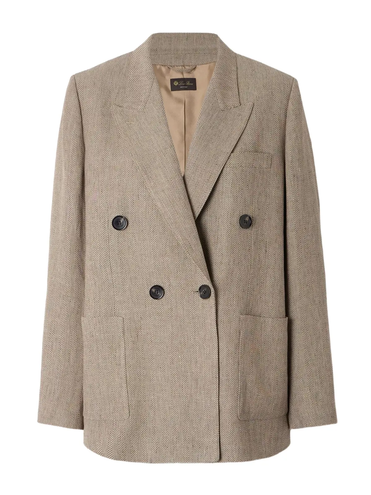Genny Double-breasted Herringbone Linen Blazer Genny Double-breasted Herringbone Linen Blazer