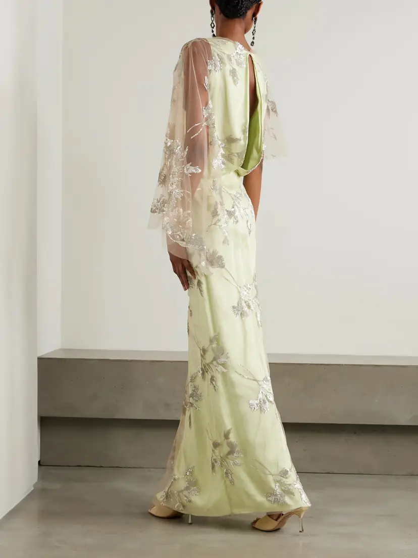 Erdem Draped Asymmetric Sequin-embellished Tulle And Satin-crepe Gown | Thumbnail 3 Erdem Draped Asymmetric Sequin-embellished Tulle And Satin-crepe Gown | Thumbnail 3