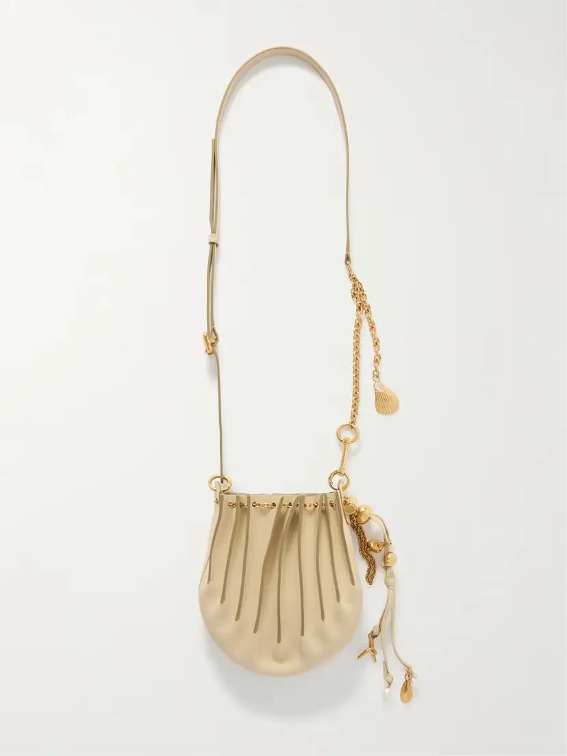 Chloé Sea Treasures Embellished Pleated Leather Shoulder Bag | Thumbnail 3 Chloé Sea Treasures Embellished Pleated Leather Shoulder Bag | Thumbnail 3