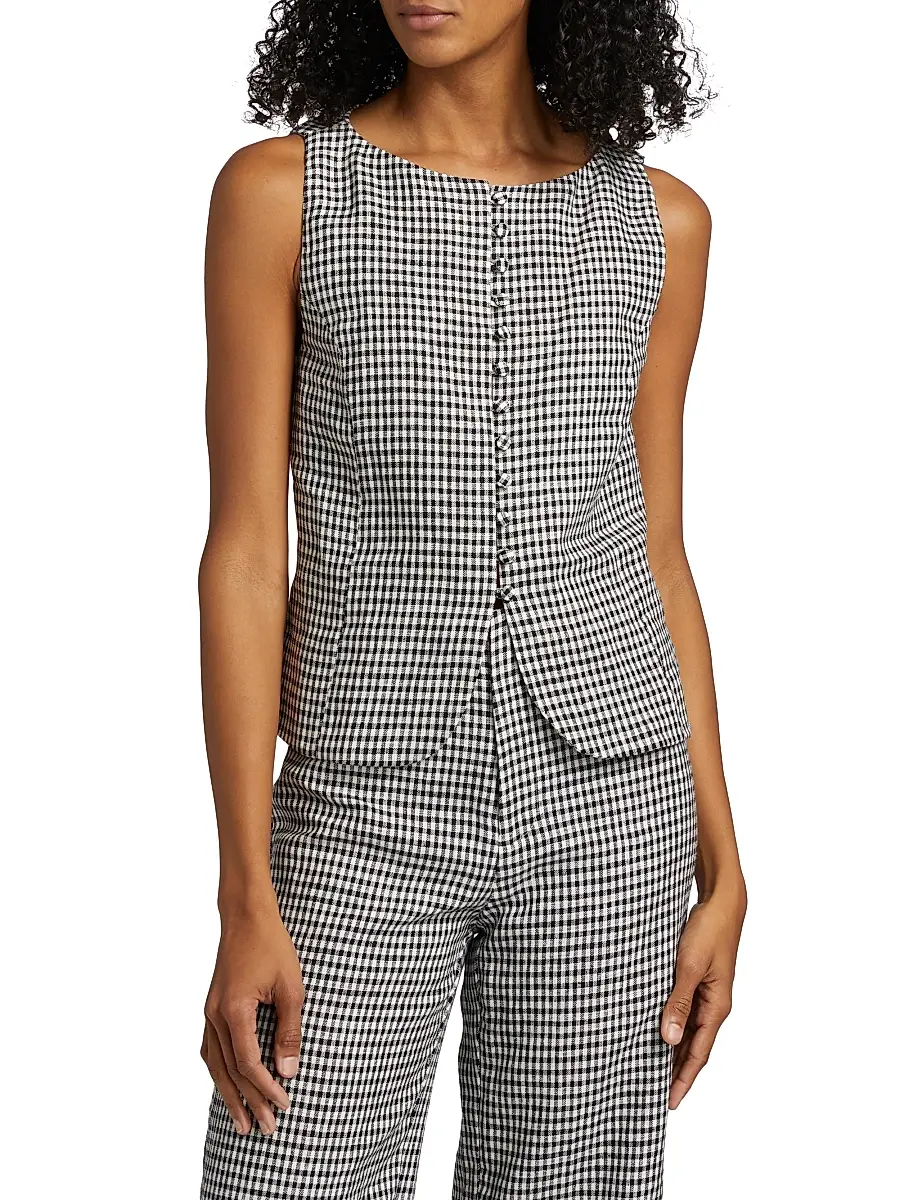 Reformation Women's Addison Gingham Linen Vest | Thumbnail 3 Reformation Women's Addison Gingham Linen Vest | Thumbnail 3