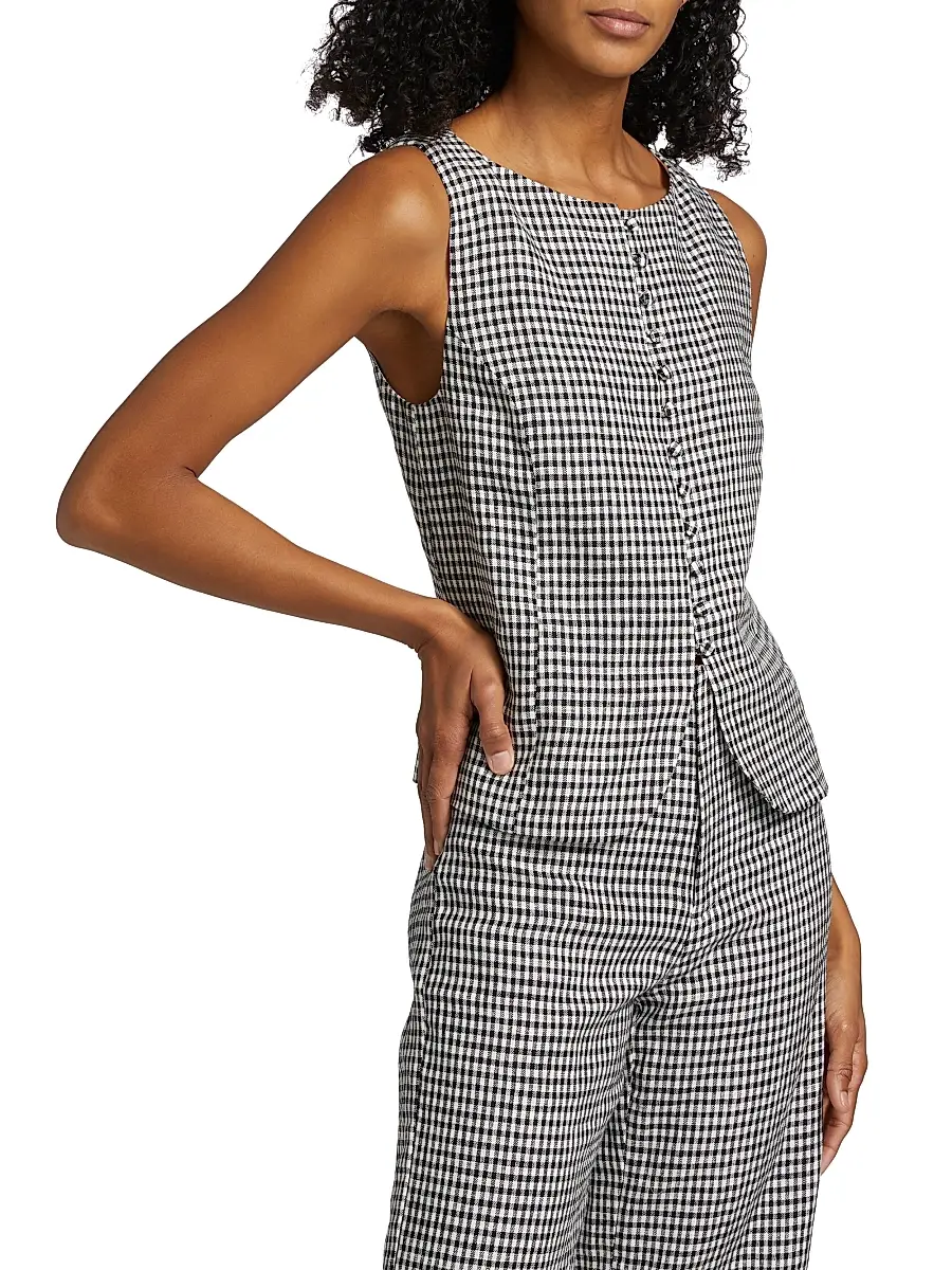 Reformation Women's Addison Gingham Linen Vest | Thumbnail 4 Reformation Women's Addison Gingham Linen Vest | Thumbnail 4