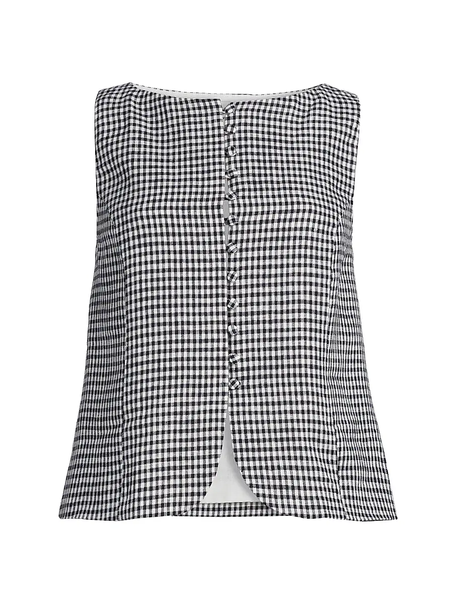 Reformation Women's Addison Gingham Linen Vest - Remy Check | Image 1 Reformation Women's Addison Gingham Linen Vest - Remy Check | Image 1