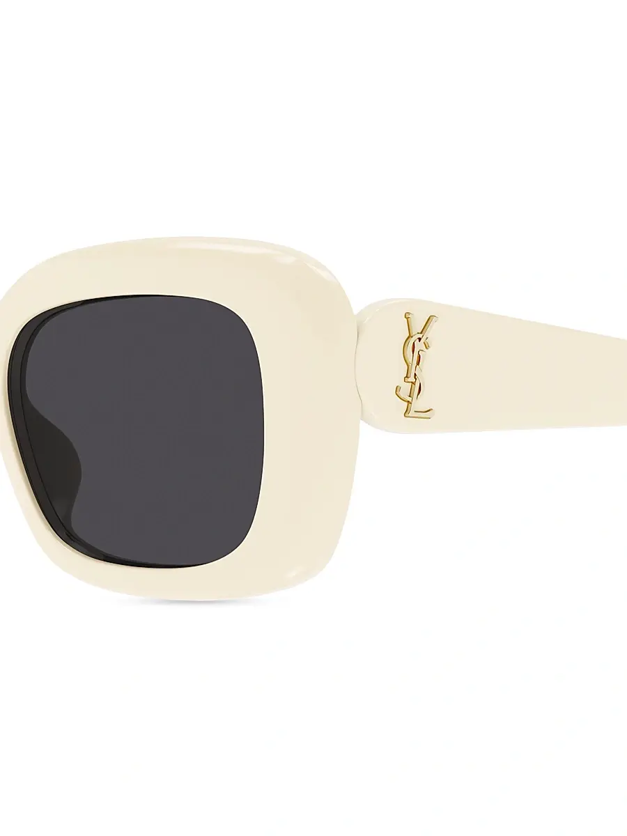Saint Laurent Women's Color Animation 53MM Rectangular Sunglasses - Ivory Black | Thumbnail 3 Saint Laurent Women's Color Animation 53MM Rectangular Sunglasses - Ivory Black | Thumbnail 3