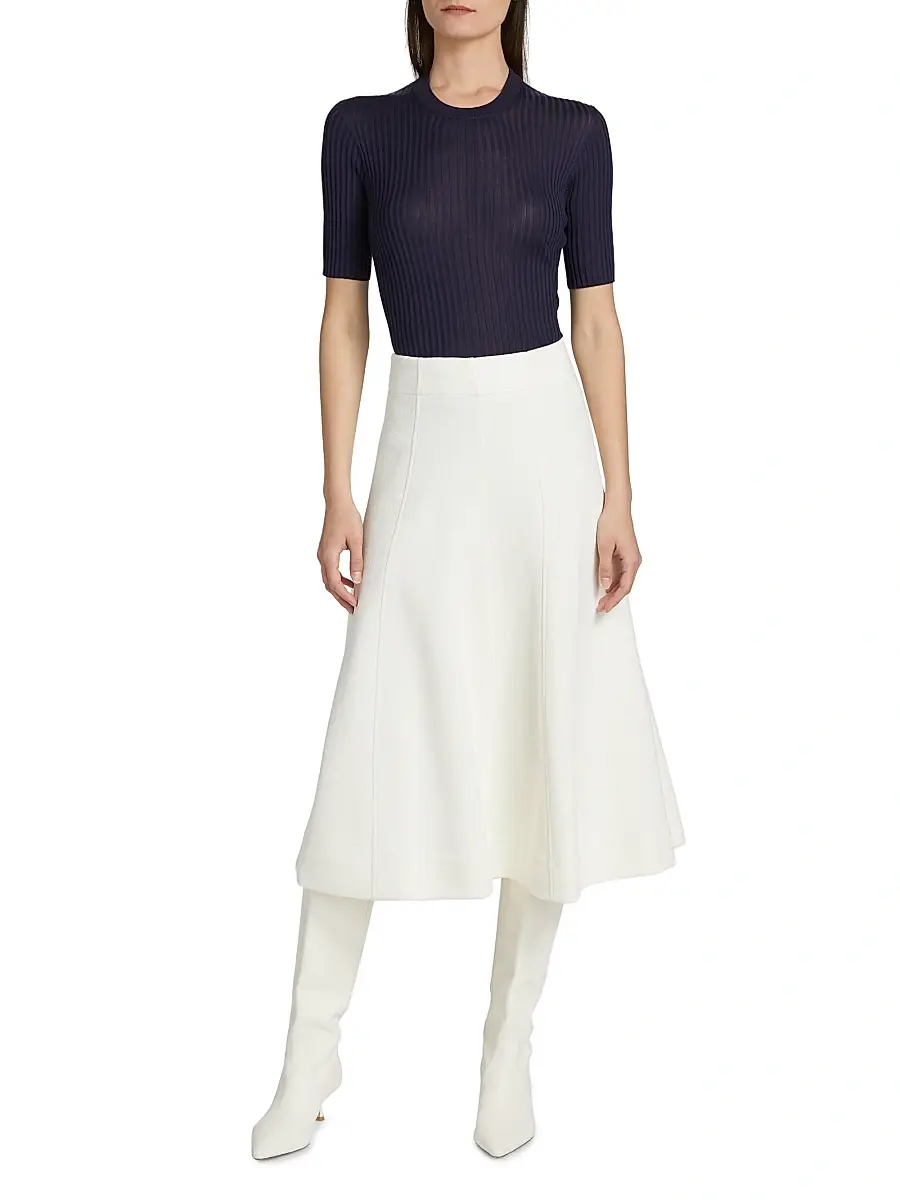 Jil Sander Women's Rib-Knit Silk Top | Thumbnail 2 Jil Sander Women's Rib-Knit Silk Top | Thumbnail 2