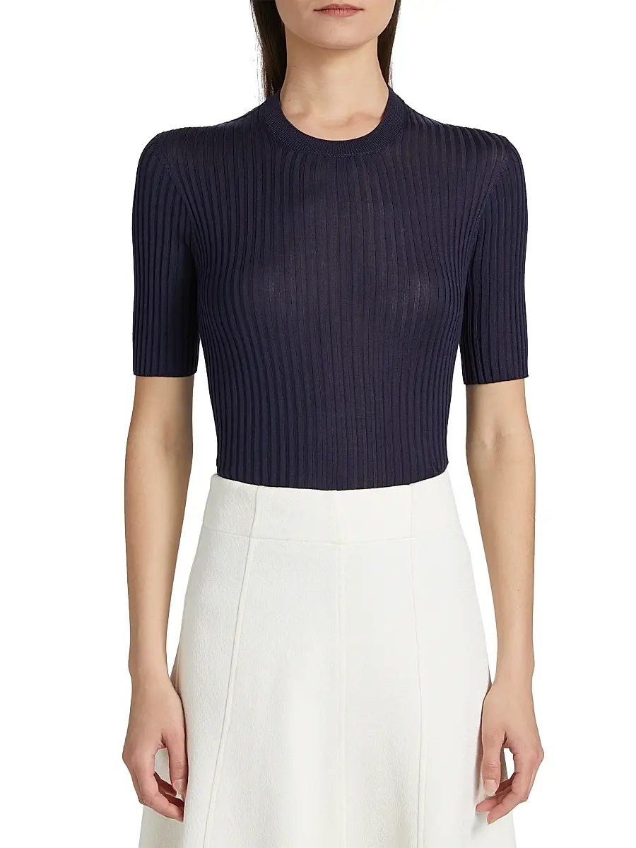 Jil Sander Women's Rib-Knit Silk Top | Thumbnail 3 Jil Sander Women's Rib-Knit Silk Top | Thumbnail 3