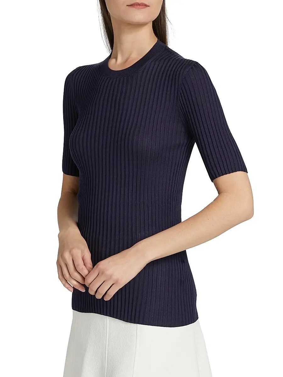 Jil Sander Women's Rib-Knit Silk Top | Thumbnail 4 Jil Sander Women's Rib-Knit Silk Top | Thumbnail 4