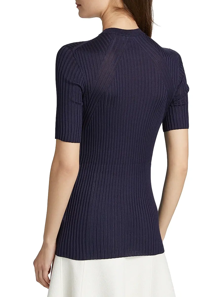 Jil Sander Women's Rib-Knit Silk Top | Thumbnail 5 Jil Sander Women's Rib-Knit Silk Top | Thumbnail 5