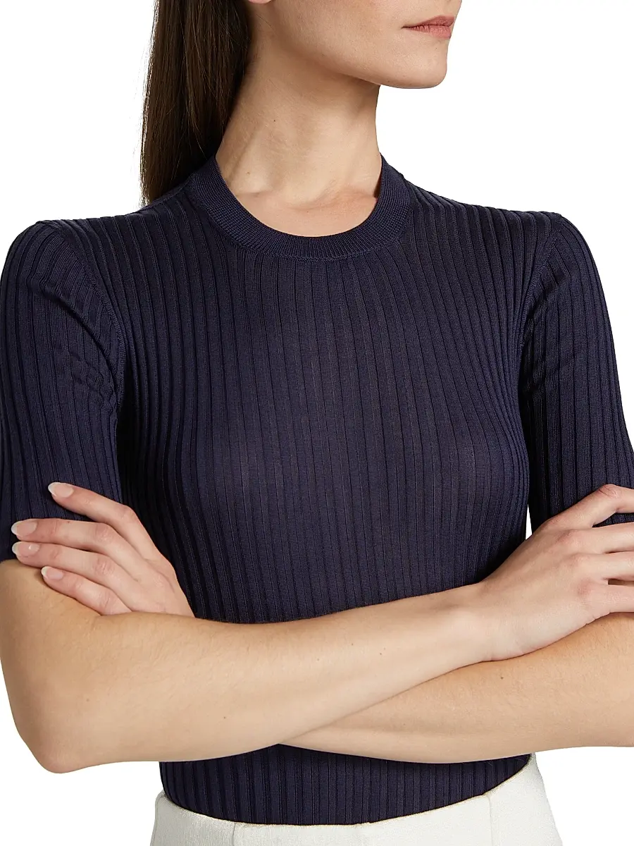 Jil Sander Women's Rib-Knit Silk Top | Thumbnail 6 Jil Sander Women's Rib-Knit Silk Top | Thumbnail 6