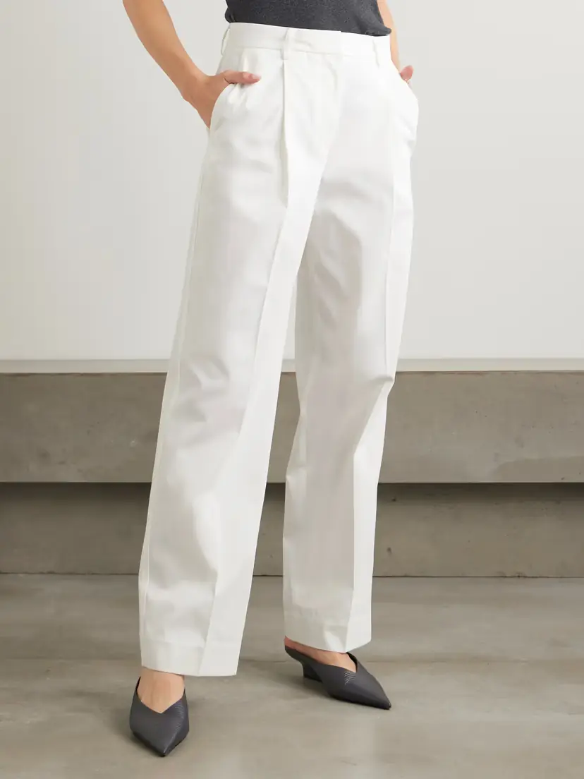 TOTEME Pleated Cotton Wide-leg Pants | Thumbnail 3