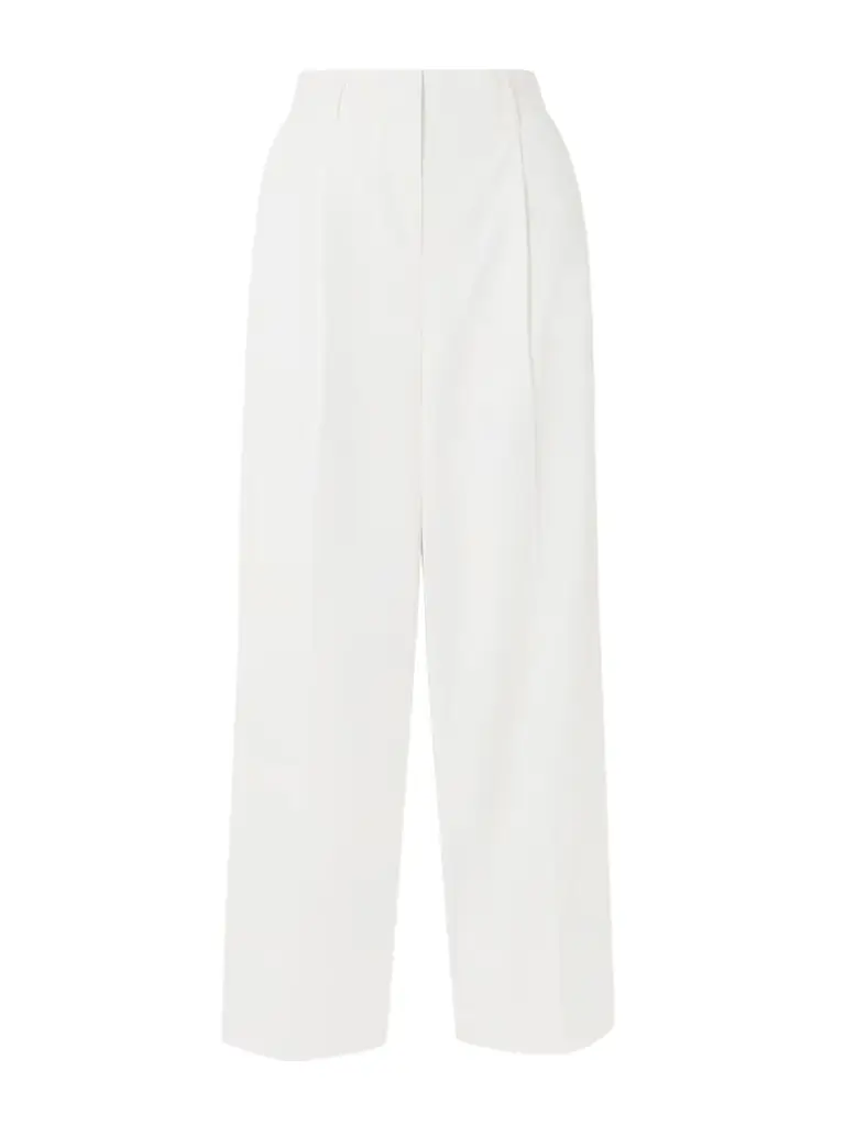 Pleated Cotton Wide-leg Pants