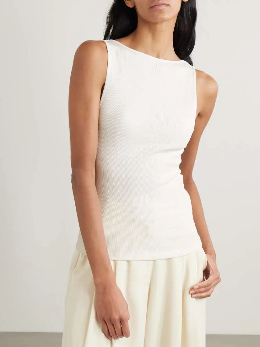 St. Agni Open-back Ribbed Stretch Organic Cotton-jersey Tank | Thumbnail 3