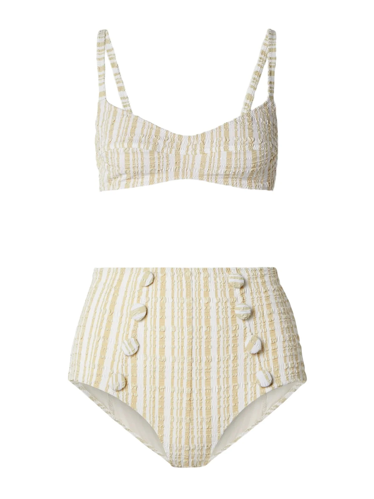 Button-embellished Striped Seersucker Bikini Button-embellished Striped Seersucker Bikini
