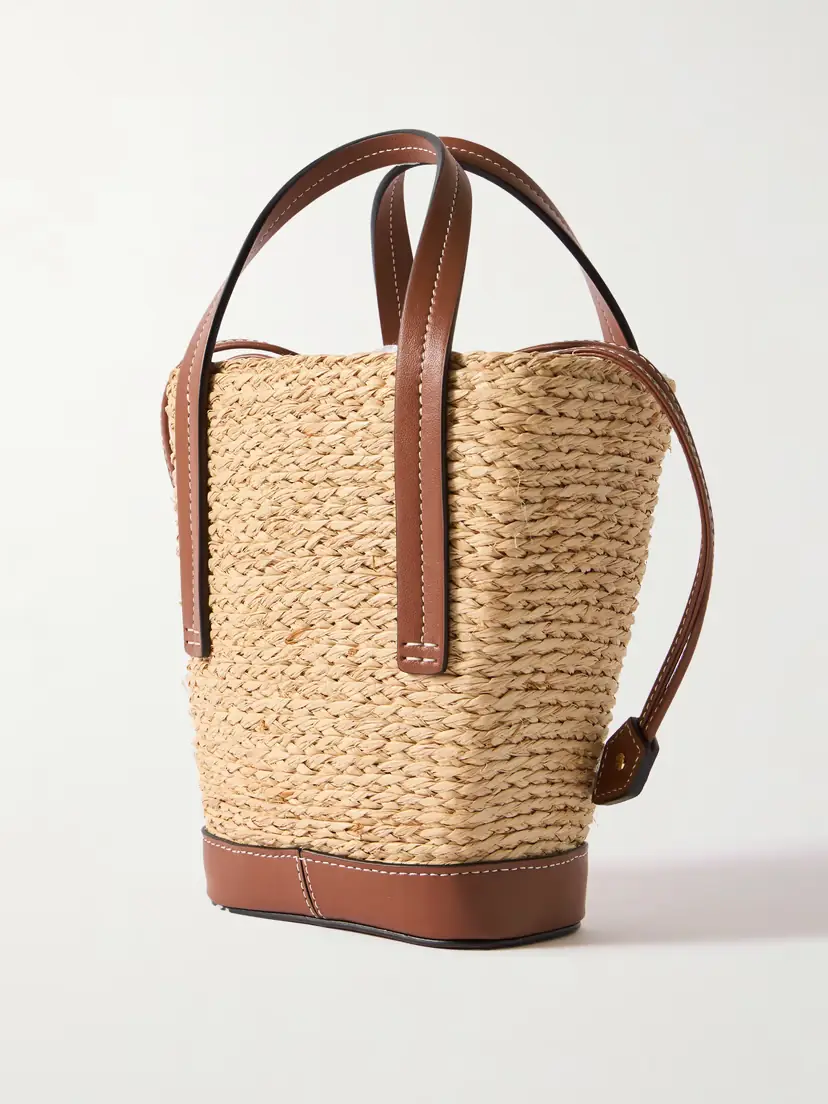 Roger Vivier Viv Skate Mini Crystal-embellished Leather-trimmed Raffia Bucket Bag | Thumbnail 3 Roger Vivier Viv Skate Mini Crystal-embellished Leather-trimmed Raffia Bucket Bag | Thumbnail 3