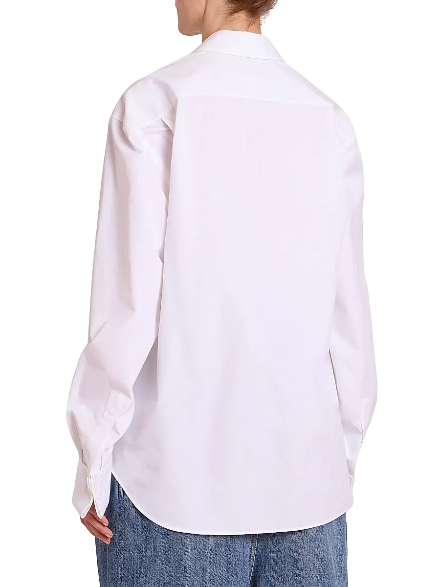 LOEWE Women's Draped Cotton Shirt - White | Thumbnail 4 LOEWE Women's Draped Cotton Shirt - White | Thumbnail 4