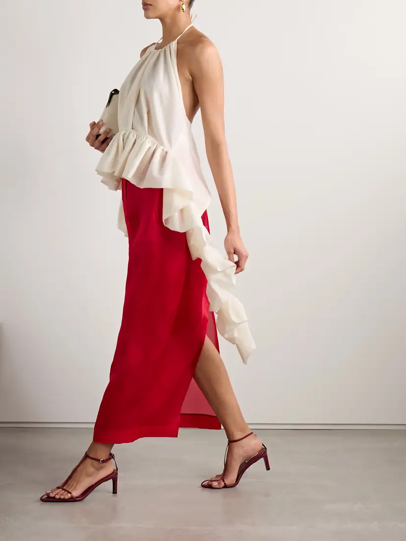 LIBEROWE Tamara Crepe Peplum Halterneck Top | Thumbnail 2