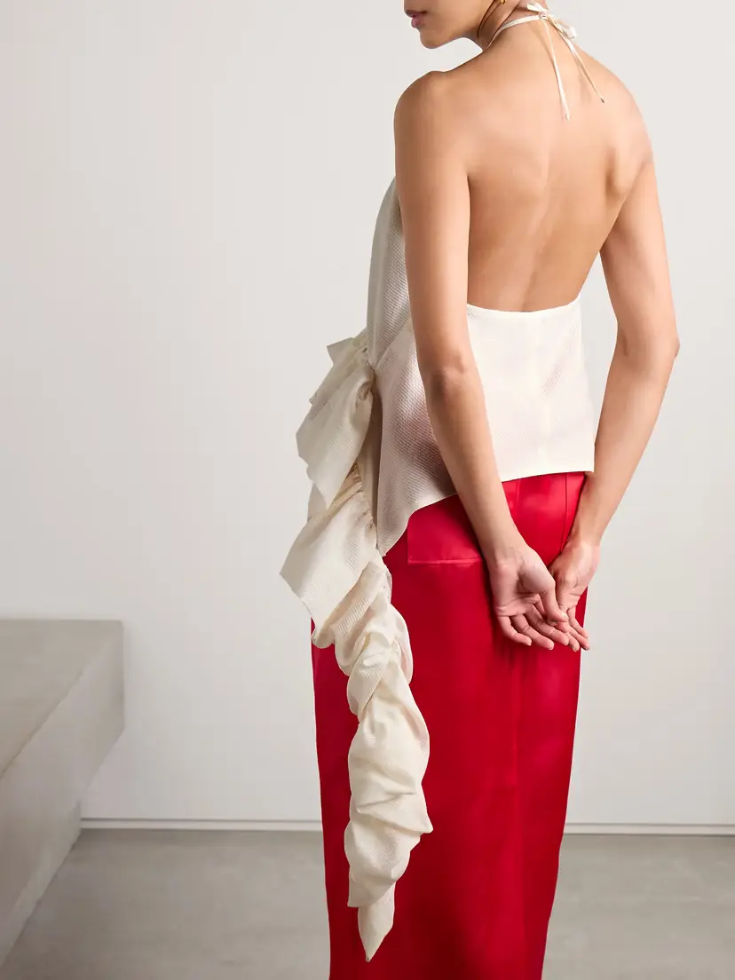 LIBEROWE Tamara Crepe Peplum Halterneck Top | Thumbnail 3