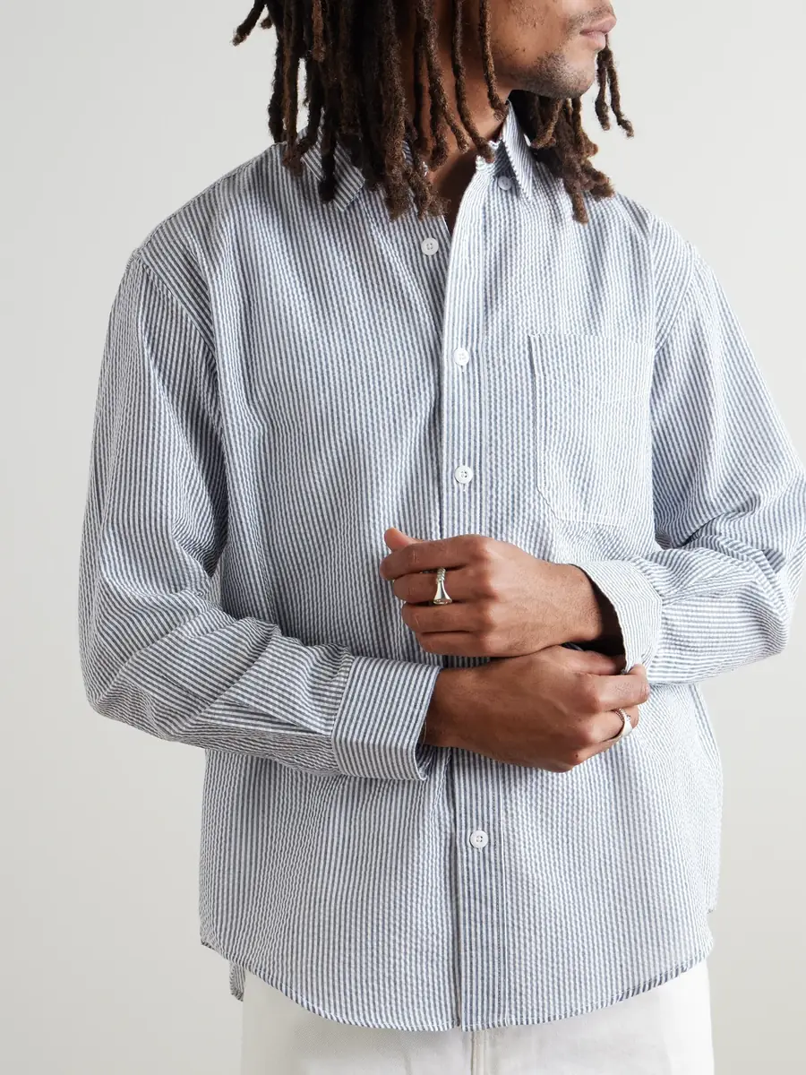 FrizmWORKS OG Oversized Striped Cotton-Blend Seersucker Shirt - Men | Thumbnail 3 FrizmWORKS OG Oversized Striped Cotton-Blend Seersucker Shirt - Men | Thumbnail 3