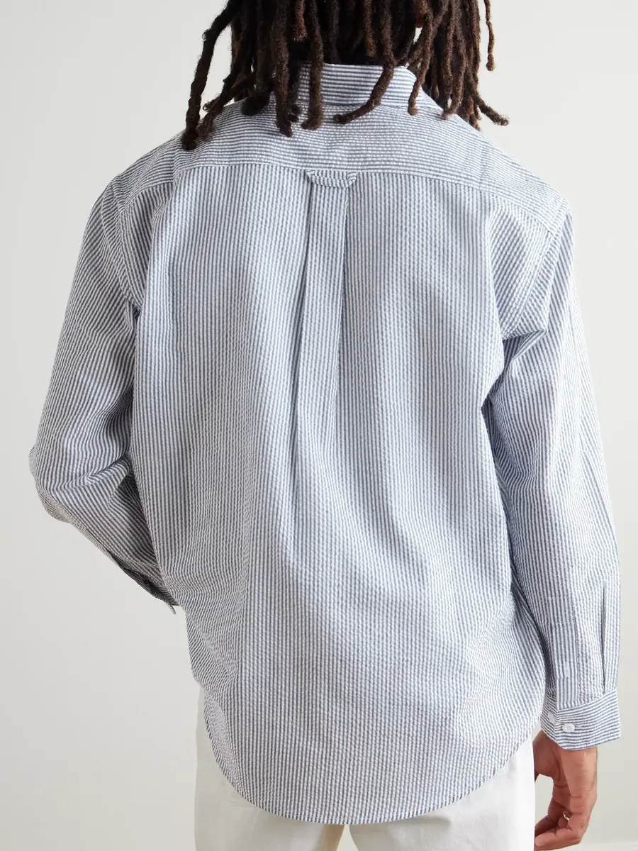 FrizmWORKS OG Oversized Striped Cotton-Blend Seersucker Shirt - Men | Thumbnail 4 FrizmWORKS OG Oversized Striped Cotton-Blend Seersucker Shirt - Men | Thumbnail 4