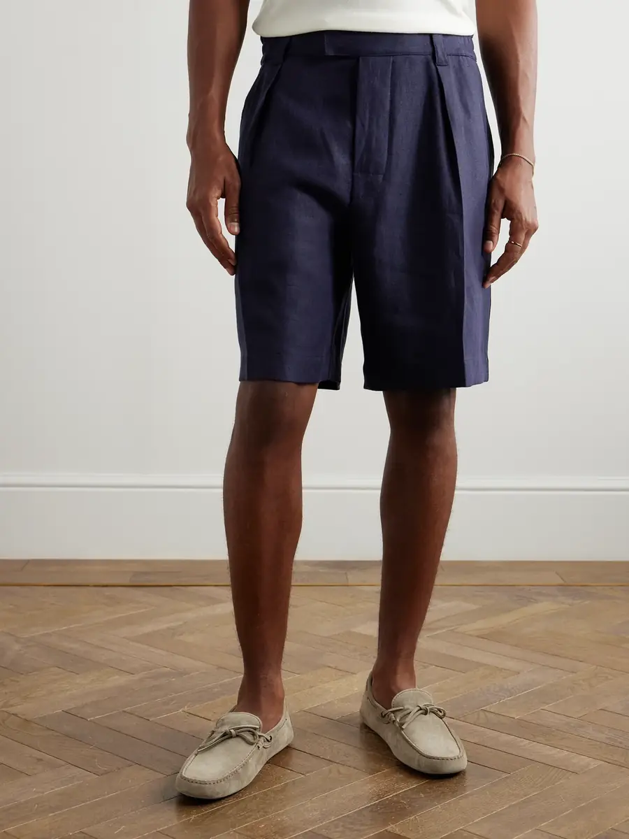 Loro Piana Reinga Wide-Leg Pleated Linen-Twill Bermuda Shorts - Men | Thumbnail 3 Loro Piana Reinga Wide-Leg Pleated Linen-Twill Bermuda Shorts - Men | Thumbnail 3