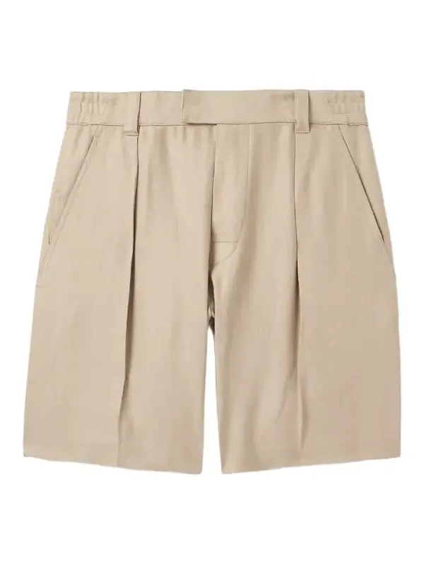 Reinga Wide-Leg Pleated Linen-Twill Bermuda Shorts - Men