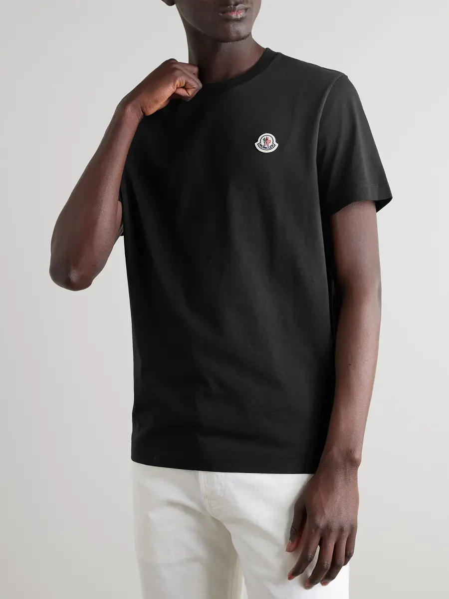 Moncler Three-Pack Logo-Appliquéd Organic Cotton-Jersey T-Shirts - Men | Thumbnail 3 Moncler Three-Pack Logo-Appliquéd Organic Cotton-Jersey T-Shirts - Men | Thumbnail 3