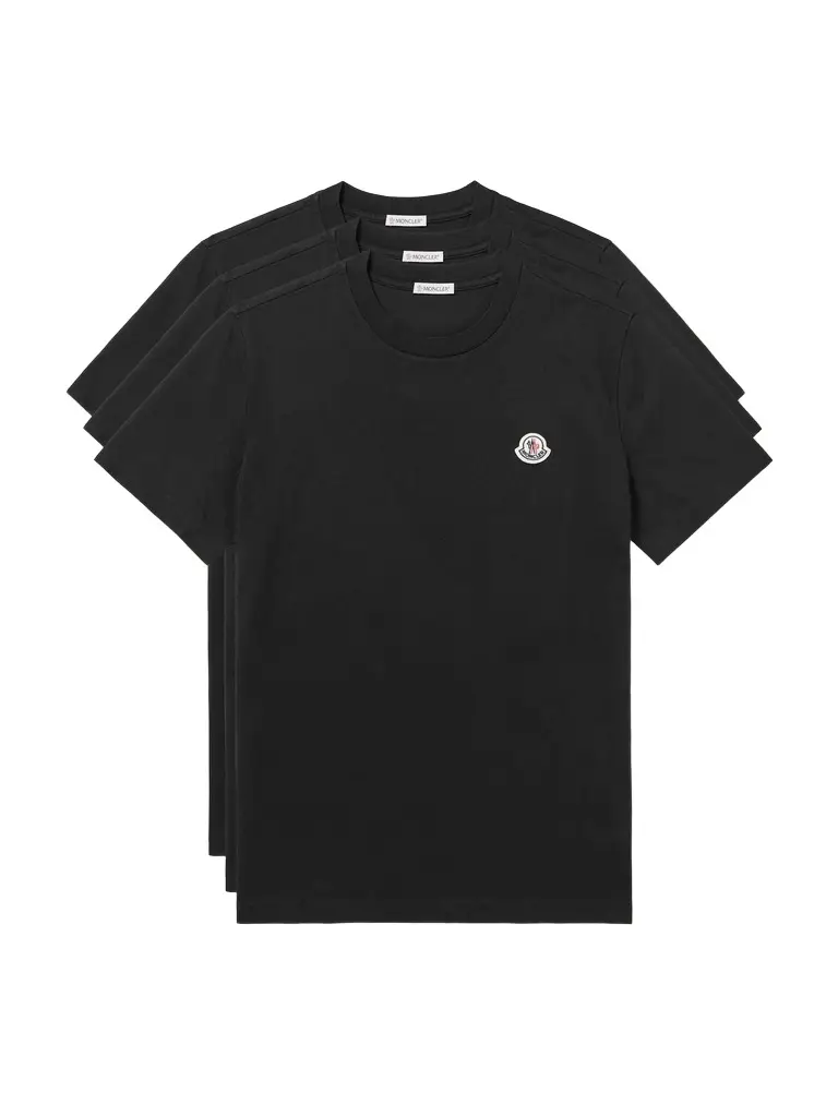 Three-Pack Logo-Appliquéd Organic Cotton-Jersey T-Shirts - Men Three-Pack Logo-Appliquéd Organic Cotton-Jersey T-Shirts - Men