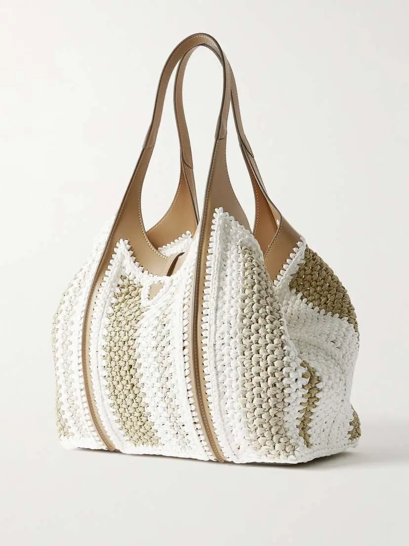 Tod's Tsb Leather-trimmed Crocheted Raffia Shoulder Bag | Thumbnail 3 Tod's Tsb Leather-trimmed Crocheted Raffia Shoulder Bag | Thumbnail 3