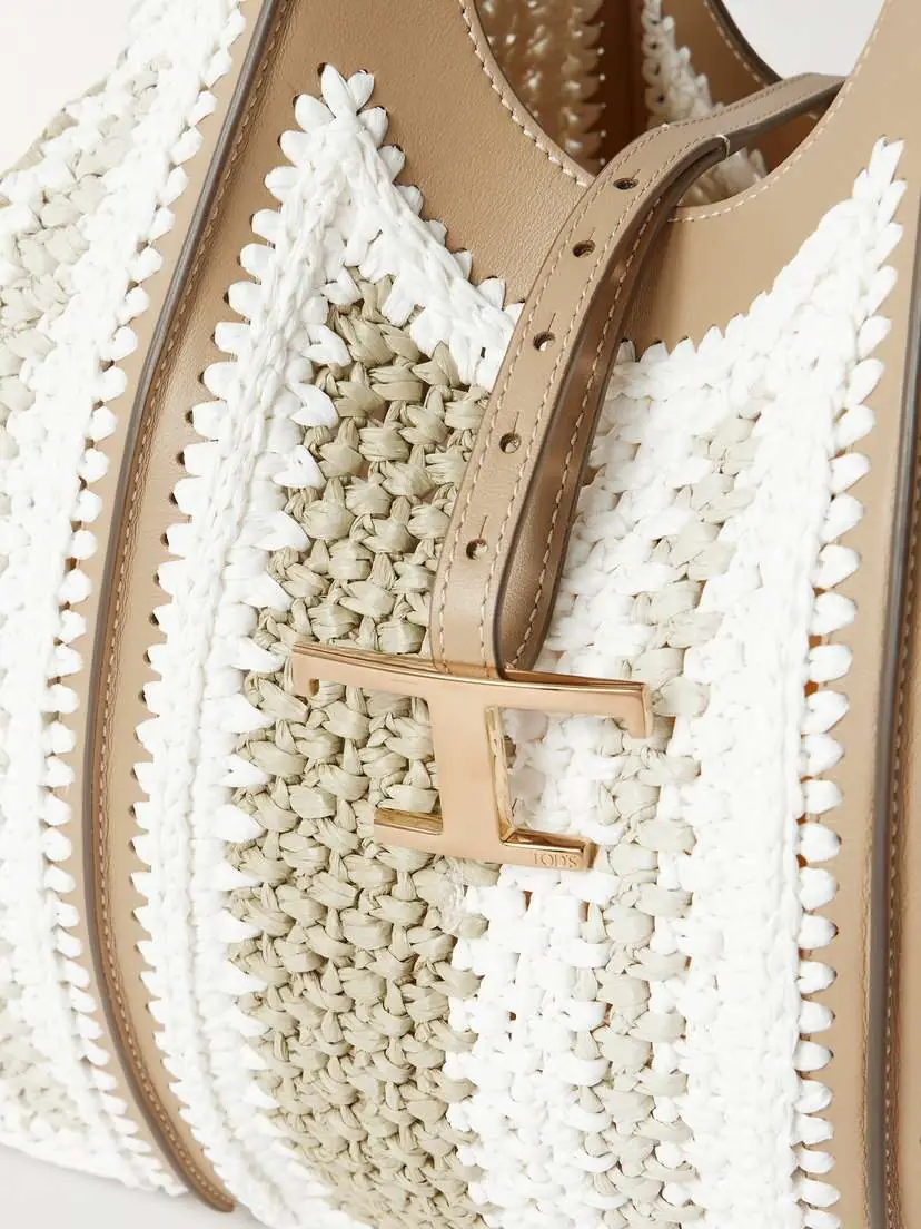 Tod's Tsb Leather-trimmed Crocheted Raffia Shoulder Bag | Thumbnail 4 Tod's Tsb Leather-trimmed Crocheted Raffia Shoulder Bag | Thumbnail 4