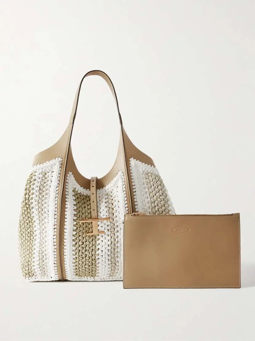 Tod's Tsb Leather-trimmed Crocheted Raffia Shoulder Bag | Thumbnail 6 Tod's Tsb Leather-trimmed Crocheted Raffia Shoulder Bag | Thumbnail 6