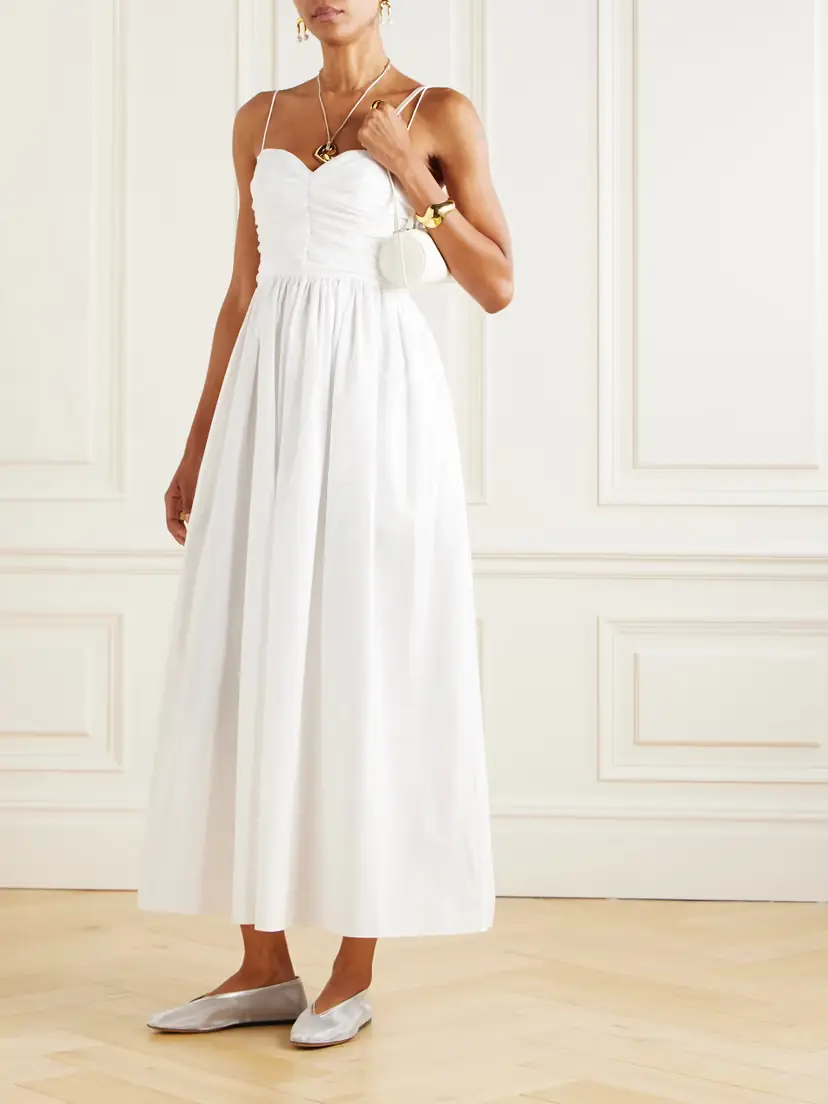 Matteau Gathered Organic Cotton-poplin Midi Dress | Thumbnail 2 Matteau Gathered Organic Cotton-poplin Midi Dress | Thumbnail 2