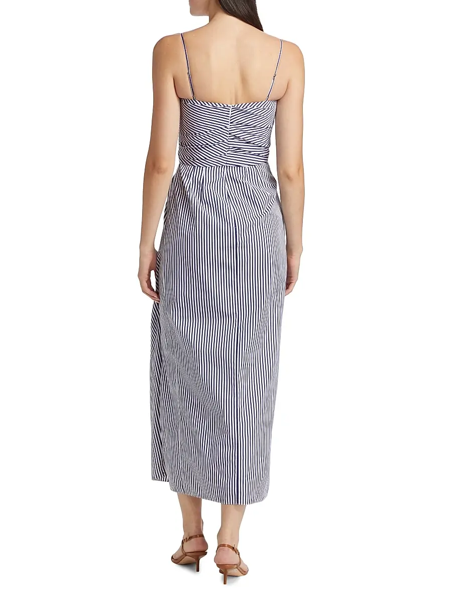 Adam Lippes Women's Cari Stripe Poplin Midi-Dress | Thumbnail 5
